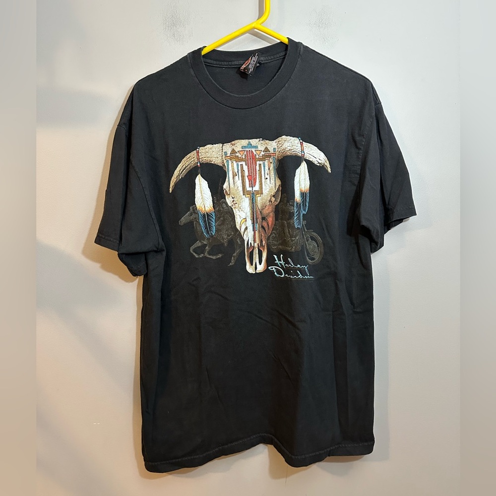 VTG Harley Davidson St. Paul MN  Motorcycle Aztec T Shirt Size Large